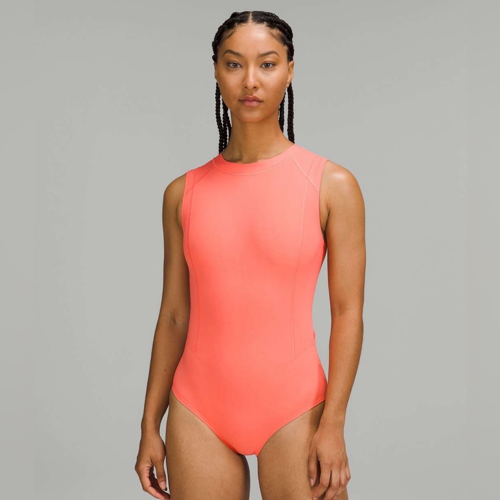 Lululemon Raspberry Cream Zip-Back High Neck‎ Paddle Suit 10